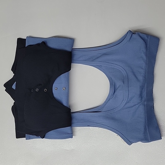 Lucky Brand Blue And Black Bralette With Bottoms 4Pc Set. - Picture 9 of 10